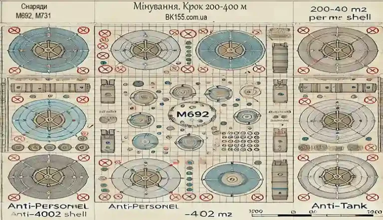 RAAM and ADAM artillery mine-laying systems. M718, M741, M692 and M731 projectiles